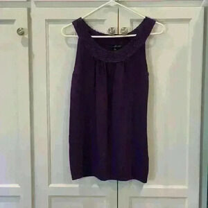 Vintage Willi Smith Top Womens Small Purple Sleeveless Woven Collar Tank Y2K